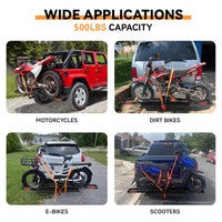 Garvee Motorradträger mit Auffahrrampe, 227 kg Tragkraft, Schwerlast Stahl Heckträger für 5 cm Anhängerkupplung, für Motorrad, Dirt Bike und Fahrrad
