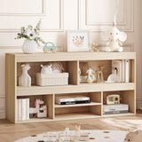 Garvee Kinderregal mit 6 Fächern, Spielzeugregal mit 2 Ebenen und Kippschutz, offenes Bücherregal für Kinder, 120 × 30 × 61 cm, Aufbewahrungsregal für Kinderzimmer und Spielzimmer - Holzfarbe