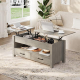 Garvee Couchtisch, Fernbedienung, LED, Kippschutz, Anhebbare Tischplatte, Grau - Grau