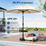 Garvee 10FT Patio Sonnenschirm UV-Schutz Wasserdicht Mit Kurbel & Neigefunktion Beige Für Garten & Terrasse - Eu4 + Off-Weiß