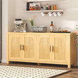 Garvee Sideboard 180 × 40 × 80 cm, Buffetschrank mit 4 Türen, verstellbaren Einlegeböden, Kabelmanagement und Kippschutz, Helleiche