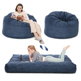 Garvee Sitzsackbett aus Cord in Marineblau, Ø 112 × H 68 cm, 2-in-1, für Wohnzimmer und Schlafzimmer - Marineblau