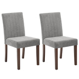Garvee Esszimmerstühle 2er-Set gepolstert mit Leinen, ergonomische Rückenlehne, Holzbeine, Modern, Grau mit vertikalen Streifen - Grau