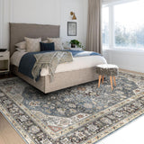 Garvee Alfombra Azul Kurzflor Teppich Weich & Robust Rutschfest Vintage-Stil TPR-Gummibasis 200x290cm Für Wohnzimmer & Schlafzimmer - 