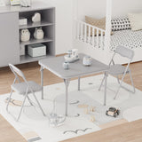 GARVEE Kindertisch mit 2 Stühlen, 3-teiliges Klappbares Kinder Möbelset, Weiche PU-Polsterung, Sofort Einsatzbereit, Für Kinderzimmer, Spielzimmer & Essbereich, Grau - Grau