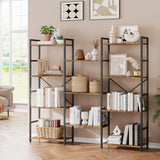 GARVEE Bücherregal, 4 Ebenen, Holzwerkstoff & Metall, verstellbare Ablagen, Braun – für Wohnzimmer & Schlafzimmer - Braun
