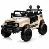 Garvee 12V Elektroauto Kinder Offroad mit Federung Sicherheitsgurt 2 Sitze Fernbedienung LED für Kinder ab 3 Jahren - Khaki