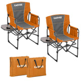 Garvee XXL-Campingstuhl mit Seitentisch, 2 Stück, klappbar, Getränkehalter, Orange - Orange
