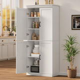 Garvee Küchenvorratsschrank 178 cm mit verstellbaren Regalen, MDF-Aufbewahrungsschrank für Küche und Essbereich, Weiß