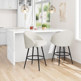 Garvee 26" Barhocker Set 2 Beige Leinen Polyester 360° Drehbar Ergonomisch Metallrahmen Für Kücheninsel Und Esszimmer - Beige Linen