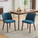 Garvee Esszimmerstühle 2er-Set, mit Rückenlehne, gepolstert, Leinen, Industrie-Stil, Blau - Blau