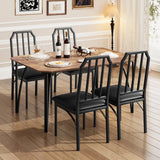 Garvee Essgruppe, 1 Tisch + 4 Stühle für 4 Personen, gepolstert, pflegeleicht, MDF, Modern, Braun - Braun