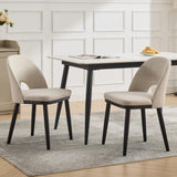 Garvee Esszimmerstühle 2er-Set, Polsterstühle mit Stoffbezug, gebogener Rückenlehne & Holzbeinen, Beige, gepolstert, pflegeleicht - Beige
