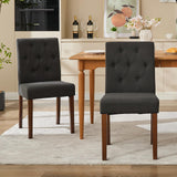 Garvee Esszimmerstühle 2er-Set, gepolstert mit Leinen, ergonomische Rückenlehne, Industrie-Stil, Schwarz - Schwarz