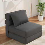 Garvee Schlafsofa aus Leinenstoff mit Hocker, Schlafcouch mit Stauraum, Schaumstoffpolsterung und abnehmbarem Bezug für Wohnzimmer - Schwarz