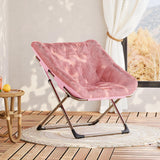 Garvee Klappstuhl Kunstfell, Verstellbar, Platzsparend, Bis 136 Kg, Für Wohnzimmer & Schlafzimmer, Dunkelrosa - Dunkelrosa