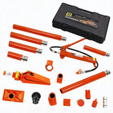 Garvee Hydraulik-Richtsatz 20 t mit Handpumpe, Hochdruckschlauch, Hydraulikzylinder und mehreren Aufsätzen, für Karosserie- und Rahmenarbeiten, Orange - Orange