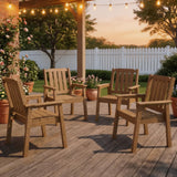 Garvee Outdoor Essstühle Set 4 HDPE Pulverbeschichtet Wetterfest Modern Holzstruktur Für Patio Garten Pool Deck 22.8"D x 23.9"W x 35.6"H Braun - Natural