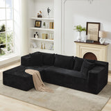 Garvee Modulares Ecksofa aus Cord, ca. 269 cm, Chaiselongue links, tiefe Sitzfläche, für Wohnzimmer, Schwarz - Schwarz