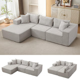 Garvee Modulares Ecksofa, ca. 274 cm, Chaiselongue links, Schlaffunktion, für Wohnzimmer, Beige - Beige