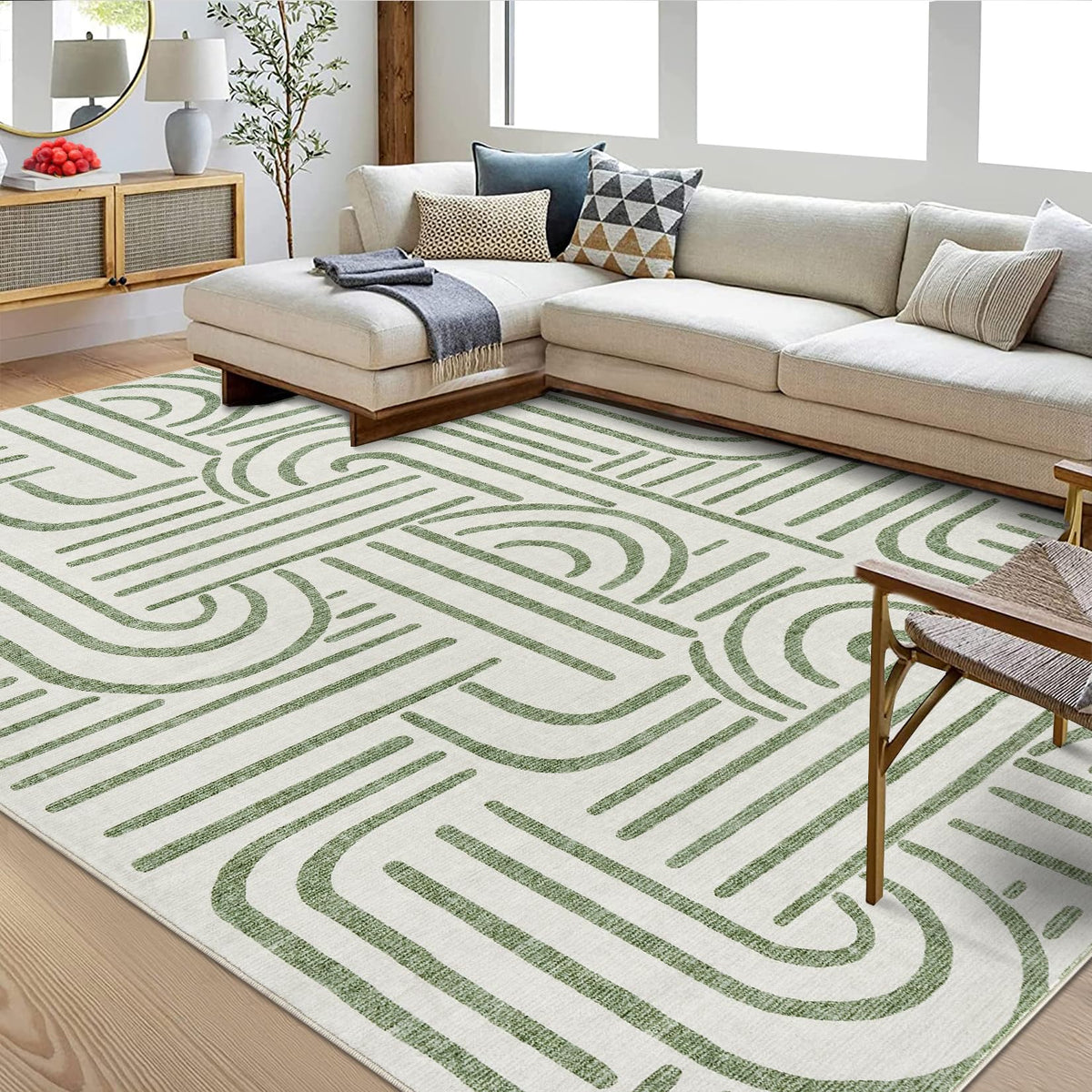 Garvee Waschbarer Kurzflor Teppich 80 x 150 cm Hellgrün Rutschfest Für Wohnzimmer Schlafzimmer