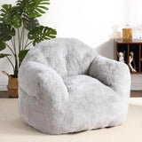 Garvee Ergonomischer XL Sitzsack Mit Armlehnen Ultraweiches Kaninchenfellimitat Für Wohnzimmer Und Spielzimmer 130x104x84 cm Grau - Hellgrau
