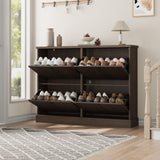 Garvee Schuhschrank, 4 Schubladen, verstellbare Einlegeböden, Kippschutz, Walnuss - Walnuss