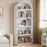 GARVEE Bücherregal, 5 Ebenen, 182 × 76 × 30,2 cm, MDF & Metall, Landhausstil, Weiß – für Wohnzimmer & Schlafzimmer - Weiß