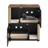 Garvee Katzentoilettenschrank für 2 Katzen, 2-stöckiges Katzenklo-Möbel mit 2 Kratzsäulen, Kratzbrett und Ablagefläche, 80 × 50 × 88 cm - Schwarz