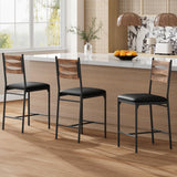 Garvee Barhocker 2er-Set, gepolstert mit PU-Kunstleder, Metallgestell, Braun, mit Rückenlehne, pflegeleicht - Braun