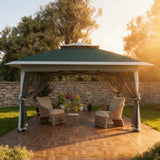 Garvee Pop-up-Pavillon 366 × 366 cm mit Moskitonetz, One-Push-System, 3 Höhen und Tragetasche, für Garten und Camping, Grün - Grün