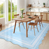 Garvee Moderner Teppich Mit Muschelkante Waschbar Rutschfest Weich Fleckenresistent Für Wohnzimmer Schlafzimmer Esszimmer Büro 120x170cm Lichtblau