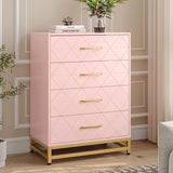Garvee Kommode mit 4 Schubladen, stabile Metallbeine, für Schlafzimmer und Wohnzimmer, Rosa - Rosa