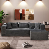 Garvee Modulares Ecksofa, ca. 269 cm, Chaiselongue rechts, tiefe Sitzfläche, für Wohnzimmer, Grau - Grau