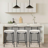 Garvee Barhocker 76 cm mit Rückenlehne, gepolsterter Sitzfläche und Fußstütze für Kücheninsel, Bartheke und Hausbar, Metall, Weiß - Beige
