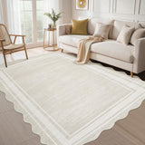 Garvee Waschbarer Teppich Rutschfest Niedrigflor Modernes Design 80x150cm Neutral Weiß