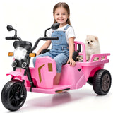 Garvee Kinder Elektro-Dreirad Tuk-Tuk 12 V mit 2 × 55 W, Anhänger, Schaufel, Fernbedienung, Sicherheitsgurt, LED und USB, für Kinder 3–8 Jahre - Rosa