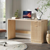 Garvee Schreibtisch 152 × 55 × 76 cm mit Schublade und Schrank, großer Büroschreibtisch mit Stauraum, MDF-Computertisch im modernen Retro-Design, flexibel montierbar für Homeoffice und Büro