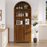 Garvee Bücherregal, LED, verstellbare Einlegeböden, Walnussfarbe + goldener Griff - Walnussfarbe + goldener Griff