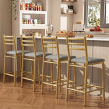 Garvee Modernes Barhocker Set 4 Stück Mit Hoher Rückenlehne, Stabilem Metallrahmen Für Küche Und Esszimmer, Ergonomischer PU-Leder Sitz, Gold