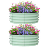 GARVEE Rundes Metall Hochbeet 2er Set, 90 x 30 cm Pflanzbeet aus Verzinktem Stahl, Rostbeständiger Garten Pflanzkasten für Blumen, Gemüse & Kräuter, Grün - Grün