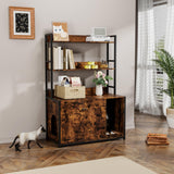 Garvee Katzenklo-Schrank mit 2 Türen, 57,4 × 42,4 × 55,1 cm, für Wohnzimmer und Flur, Braun - Braun