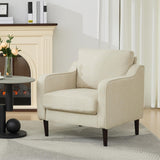 Garvee Akzentstuhl aus Leinenstoff, ca. 76 × 81 cm, Holzrahmen, Mid-Century Stil, für Wohnzimmer und Büro, Beige - Beige