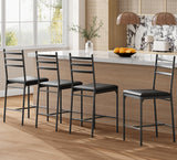 Garvee Barhocker 4er-Set, 57 cm Tresenhocker mit Rückenlehne & Fußstütze, MDF & Metall, Schwarz, mit Ablage, gepolstert