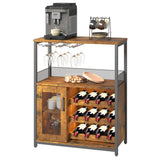 Garvee Weinschrank ohne Beleuchtung mit verstellbaren Weinregalen & Mesh-Tür, Wasserfestes MDF & Metall, Braun - Braun