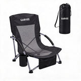 Garvee Niedriger Strandstuhl Set Mit Atmungsaktivem Mesh-Gewebe Für Strand Und Park, Kompakt Klappbar, Schwarz - Schwarz-1Pcs