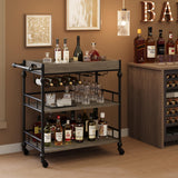 Garvee Weinregal, 35,4 × 39,9 × 86,6 cm, mit Stauraum, 360° drehbar, mit Rollen, MDF, Retro, Schwarz - Schwarz