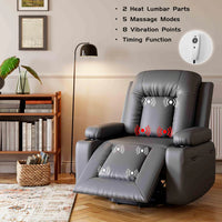 Garvee Elektrischer Aufstehsessel für Senioren mit 8-Punkt-Massage, Wärmefunktion, 3 Positionen, USB, Getränkehalter, PU-Leder, Grau