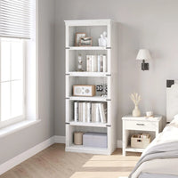 GARVEE Standregal, 5 Ebenen, 62 × 32 × 171 cm, MDF, Landhausstil, Weiß – für Wohnzimmer & Büro