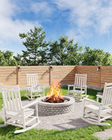Garvee HDPE Adirondack Schaukelstuhl Set 4 Wetterfest Ergonomisch Kunststoff Für Garten & Terrasse Hohe Rückenlehne Stabil Bis 350 lbs - Weiß